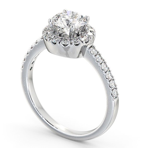 Halo Round Diamond Raised Centre Engagement Ring 18K White Gold ENRD46_WG_THUMB1