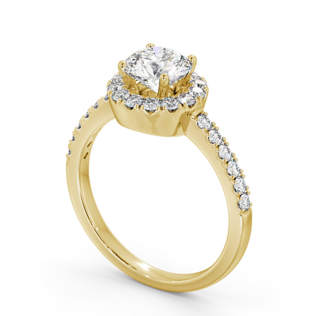 Halo Round Diamond Engagement Ring 18K Yellow Gold - Caroe ENRD46_YG_SIDE