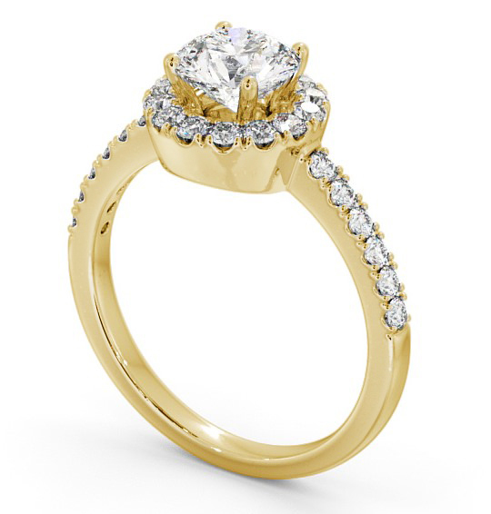 Halo Round Diamond Raised Centre Engagement Ring 18K Yellow Gold ENRD46_YG_THUMB1