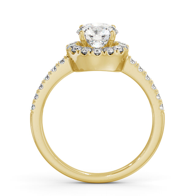 Halo Round Diamond Engagement Ring 9K Yellow Gold - Caroe ENRD46_YG_UP