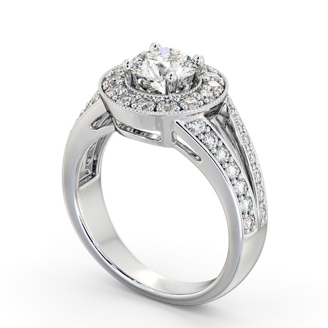 Halo Round Diamond Engagement Ring 9K White Gold - Edlington ENRD47_WG_SIDE
