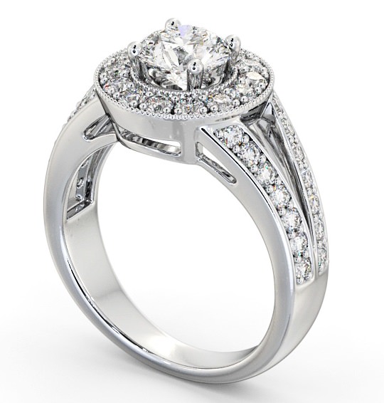 Halo Round Diamond Engagement Ring 18K White Gold - Edlington ENRD47_WG_THUMB1