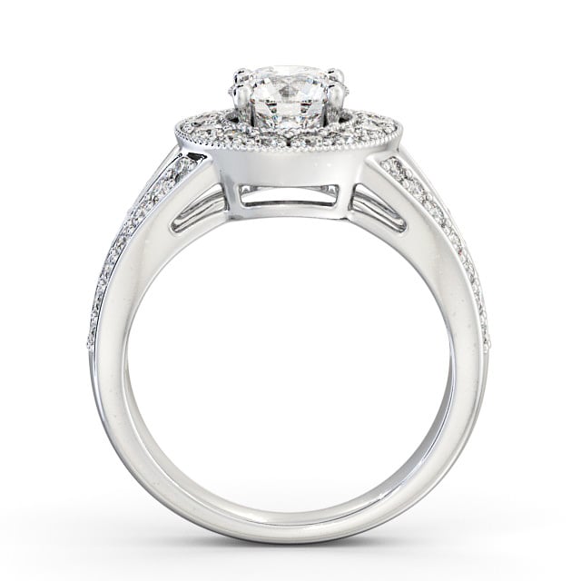 Halo Round Diamond Engagement Ring Palladium - Edlington ENRD47_WG_UP
