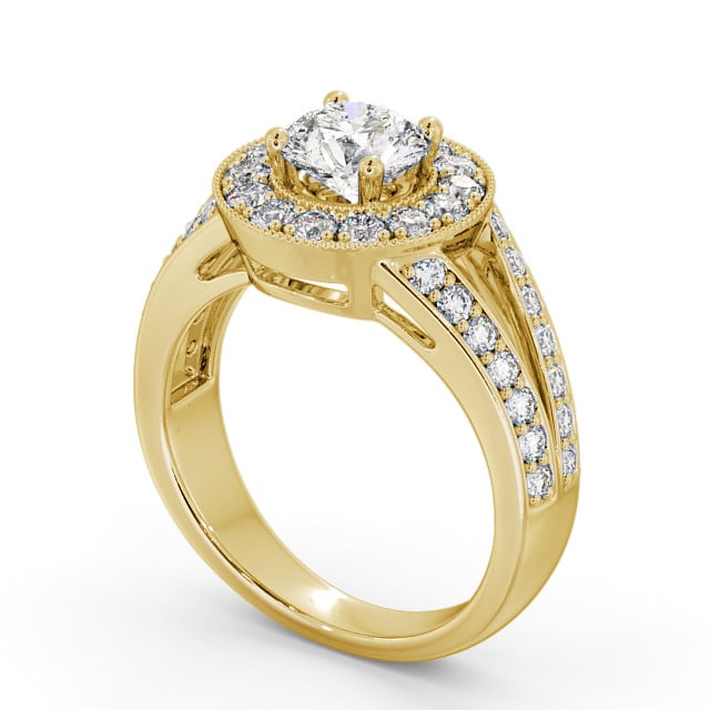 Halo Round Diamond Engagement Ring 18K Yellow Gold - Edlington