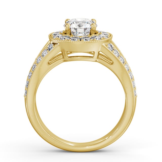 Halo Round Diamond Engagement Ring 18K Yellow Gold - Edlington ENRD47_YG_UP