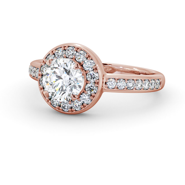 Halo Round Diamond Engagement Ring 9K Rose Gold - Melford ENRD48_RG_FLAT