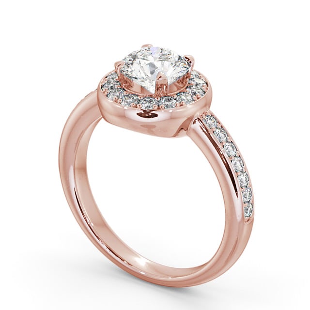 Halo Round Diamond Engagement Ring 9K Rose Gold - Melford