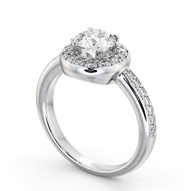 Halo Round Diamond Engagement Ring Platinum - Melford ENRD48_WG_SIDE