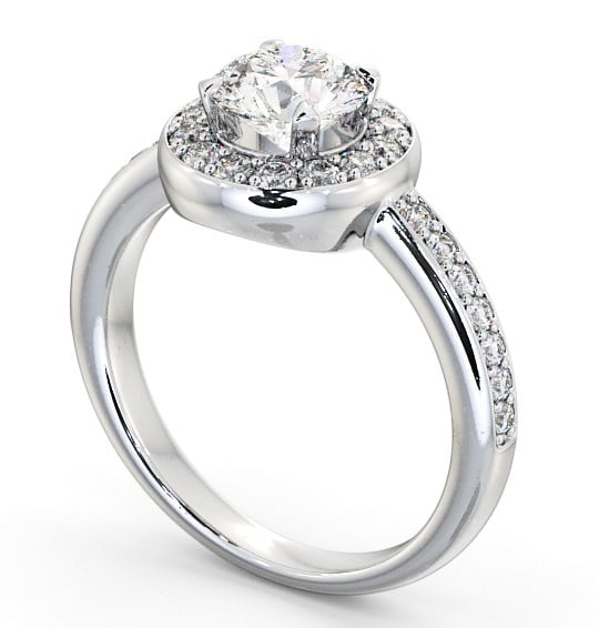 Halo Round Diamond Engagement Ring 9K White Gold - Melford ENRD48_WG_THUMB1