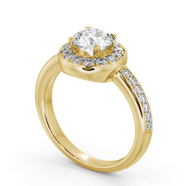 Halo Round Diamond Engagement Ring 18K Yellow Gold - Melford