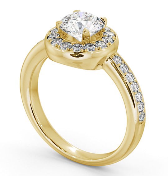 Halo Round Diamond Engagement Ring 18K Yellow Gold - Melford ENRD48_YG_THUMB1