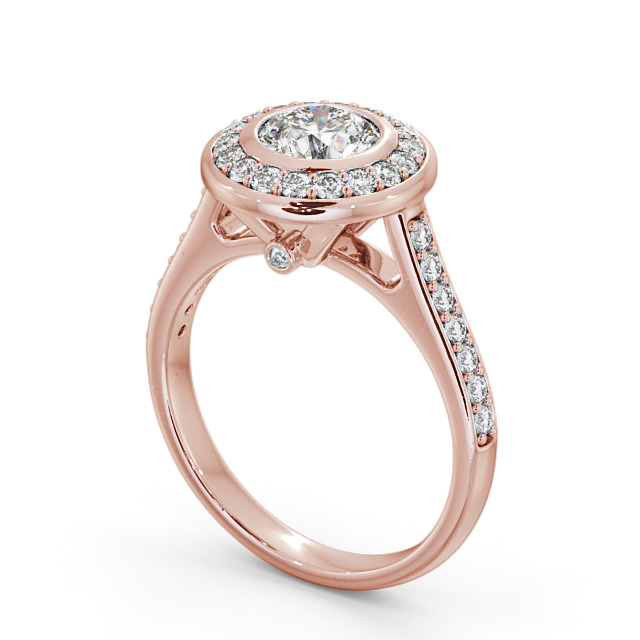 Halo Round Diamond Engagement Ring 18K Rose Gold - Slayley ENRD49_RG_SIDE