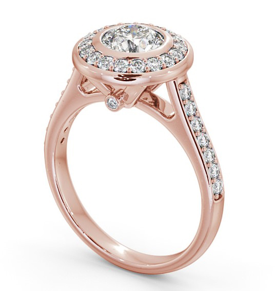 Halo Round Diamond High Set Bezel Engagement Ring 18K Rose Gold ENRD49_RG_THUMB1