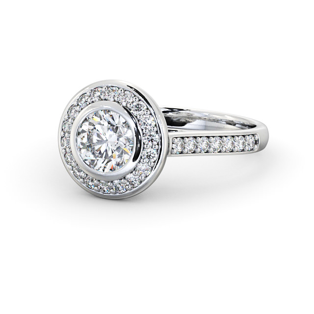 Halo Round Diamond Engagement Ring Platinum - Slayley ENRD49_WG_FLAT