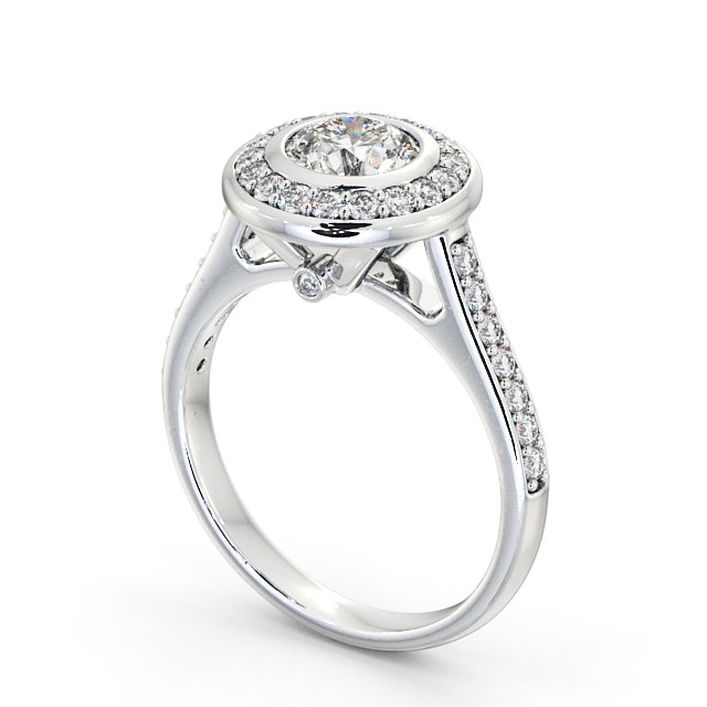 Halo Round Diamond Engagement Ring 9K White Gold - Slayley ENRD49_WG_SIDE