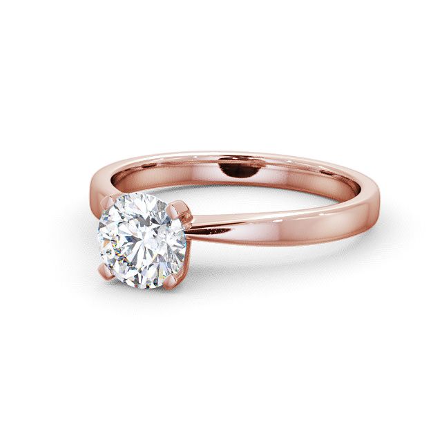 Round Diamond Engagement Ring 9K Rose Gold Solitaire - Inverie ENRD4_RG_FLAT