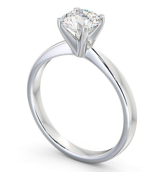 Round Diamond Contemporary Engagement Ring 18K White Gold Solitaire ENRD4_WG_THUMB1 