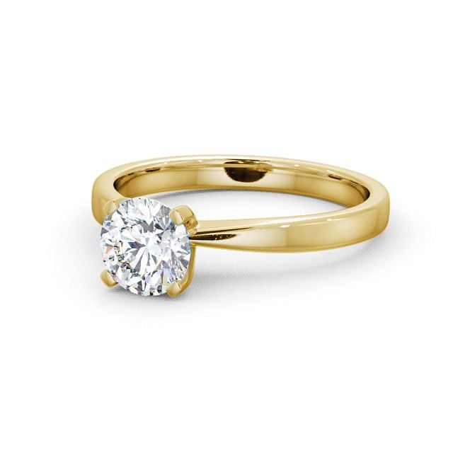 Round Diamond Engagement Ring 18K Yellow Gold Solitaire - Inverie ENRD4_YG_FLAT