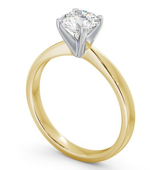 Round Diamond Contemporary Engagement Ring 18K Yellow and White Gold Solitaire ENRD4_YWG_THUMB1 