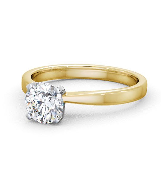 Inverie Round Diamond Engagement Ring Four Claw Tapered Band ENRD4_YWG_THUMB2 