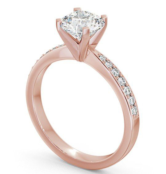 Round Diamond Contemporary Style Engagement Ring 9K Rose Gold Solitaire with Channel Set Side Stones ENRD4S_RG_THUMB1 