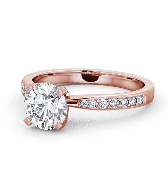  Round Diamond Engagement Ring 9K Rose Gold Solitaire With Side Stones - Ellen ENRD4S_RG_THUMB2 