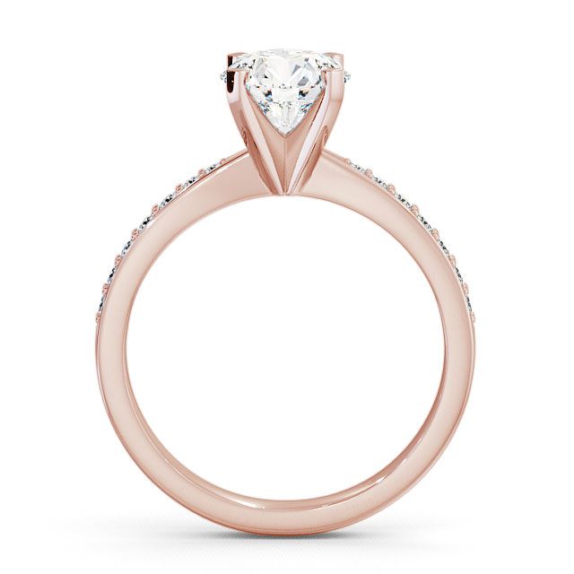 Round Diamond Engagement Ring 9K Rose Gold Solitaire With Side Stones - Ellen ENRD4S_RG_UP