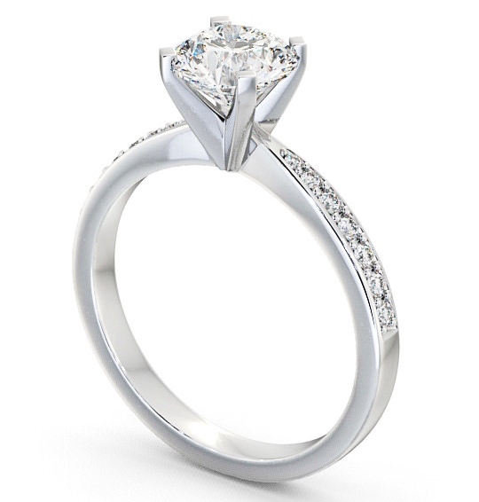 Round Diamond Contemporary Style Engagement Ring Platinum Solitaire with Channel Set Side Stones ENRD4S_WG_THUMB1 