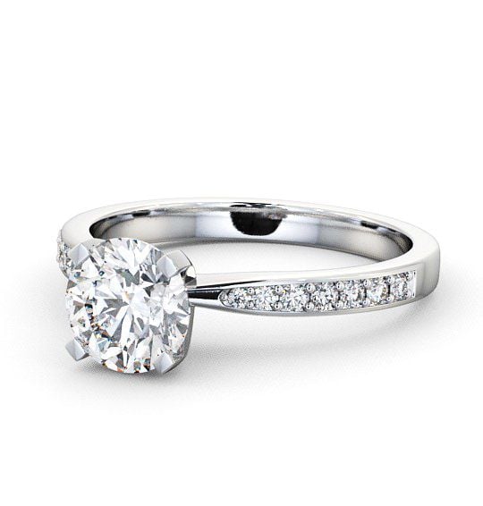  Round Diamond Engagement Ring Platinum Solitaire With Side Stones - Ellen ENRD4S_WG_THUMB2 