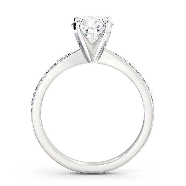 Round Diamond Engagement Ring 9K White Gold Solitaire With Side Stones - Ellen ENRD4S_WG_UP