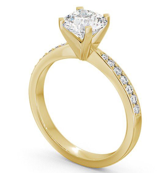 Round Diamond Contemporary Style Engagement Ring 9K Yellow Gold Solitaire with Channel Set Side Stones ENRD4S_YG_THUMB1