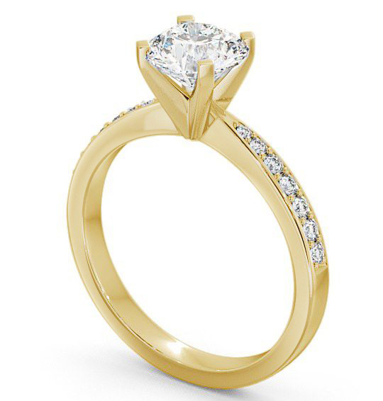 Round Diamond Contemporary Style Engagement Ring 18K Yellow Gold Solitaire with Channel Set Side Stones ENRD4S_YG_THUMB1 