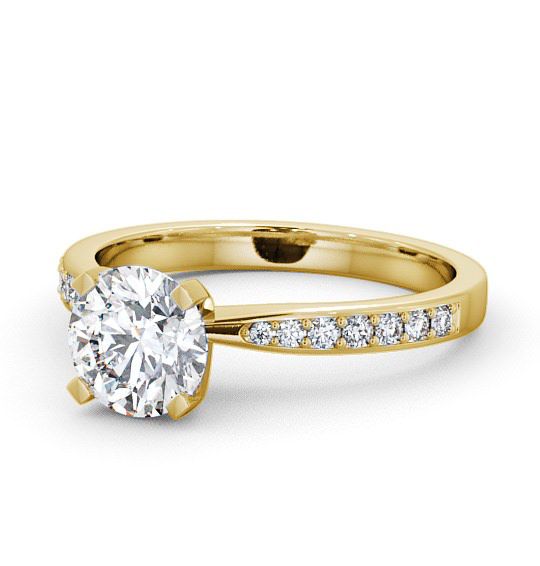  Round Diamond Engagement Ring 9K Yellow Gold Solitaire With Side Stones - Ellen ENRD4S_YG_THUMB2 