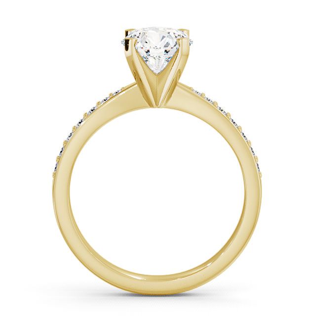 Round Diamond Engagement Ring 18K Yellow Gold Solitaire With Side Stones - Ellen ENRD4S_YG_UP