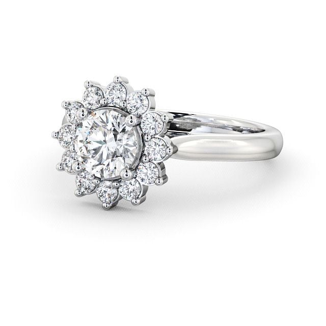 Cluster Round Diamond Engagement Ring Platinum - Sulby ENRD50_WG_FLAT