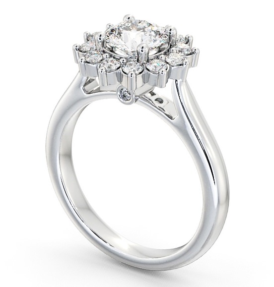 Cluster Round Diamond Halo Engagement Ring 9K White Gold ENRD50_WG_THUMB1 