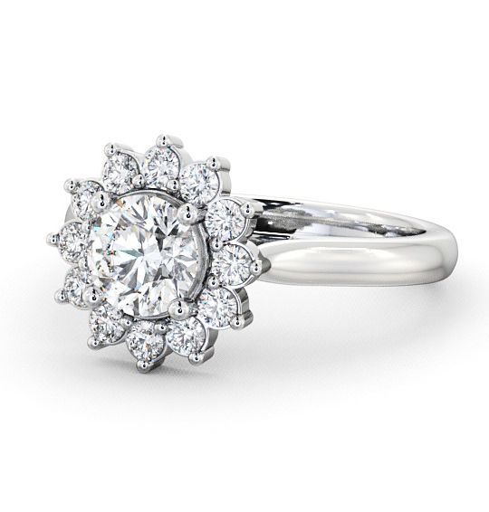 Cluster Round Diamond Halo Engagement Ring 9K White Gold ENRD50_WG_THUMB2 