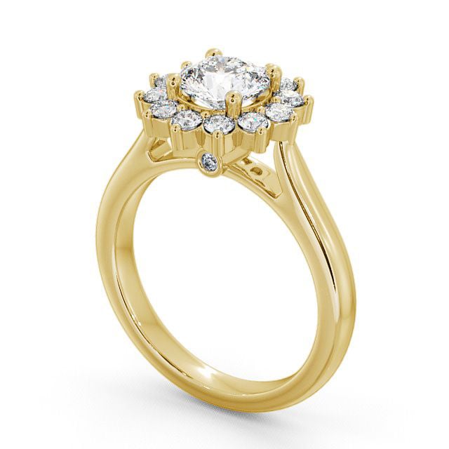 Cluster Round Diamond Engagement Ring 18K Yellow Gold - Sulby ENRD50_YG_SIDE