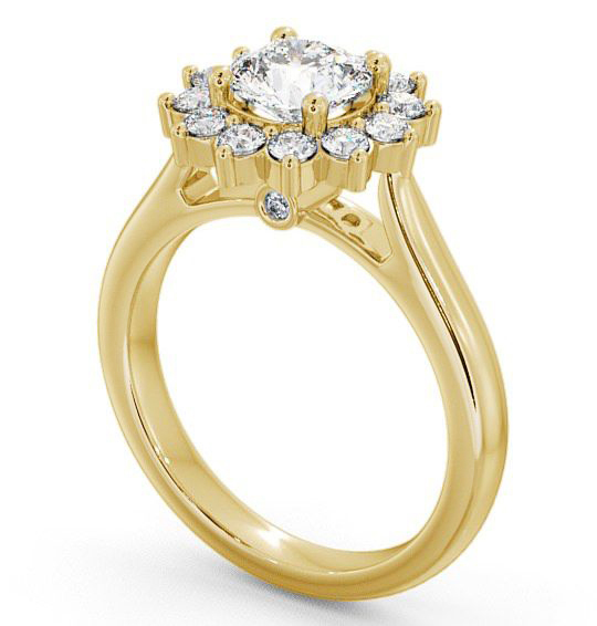 Cluster Round Diamond Halo Engagement Ring 18K Yellow Gold ENRD50_YG_THUMB1