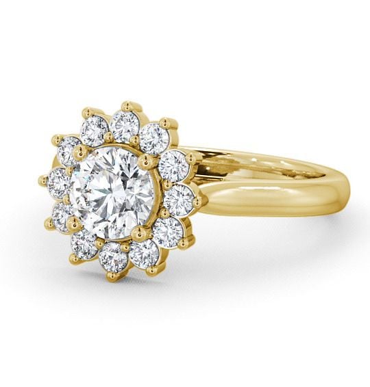Cluster Round Diamond Halo Engagement Ring 18K Yellow Gold ENRD50_YG_THUMB2 