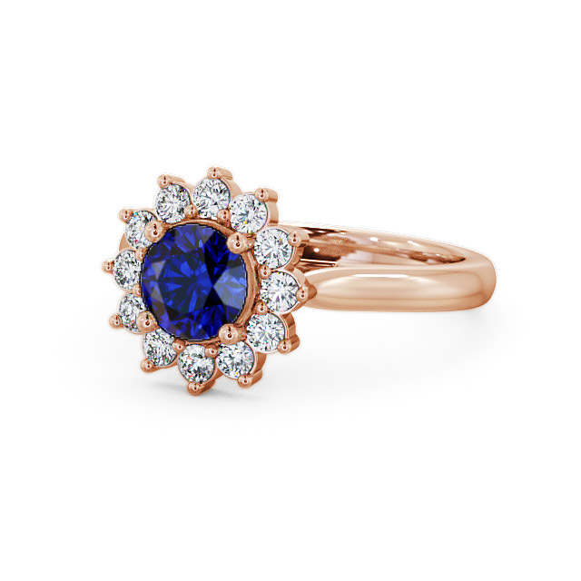 Cluster Blue Sapphire and Diamond 1.49ct Ring 18K Rose Gold - Sulby ENRD50GEM_RG_BS_FLAT