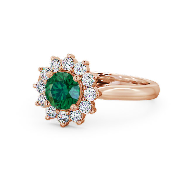Cluster Emerald and Diamond 1.24ct Ring 9K Rose Gold - Sulby ENRD50GEM_RG_EM_FLAT