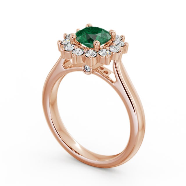 Cluster Emerald and Diamond 1.24ct Ring 9K Rose Gold - Sulby ENRD50GEM_RG_EM_SIDE