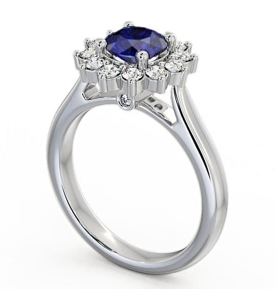  Cluster Blue Sapphire and Diamond 1.49ct Ring 18K White Gold - Sulby ENRD50GEM_WG_BS_THUMB1 