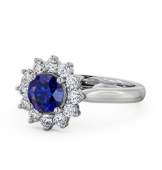  Cluster Blue Sapphire and Diamond 1.49ct Ring Platinum - Sulby ENRD50GEM_WG_BS_THUMB2 