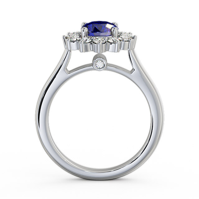 Cluster Blue Sapphire and Diamond 1.49ct Ring 18K White Gold - Sulby ENRD50GEM_WG_BS_UP