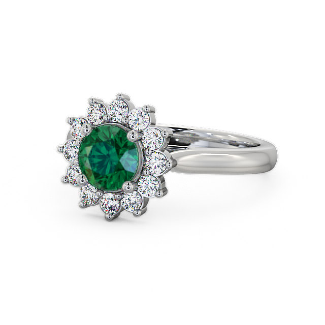 Cluster Emerald and Diamond 1.24ct Ring 9K White Gold - Sulby ENRD50GEM_WG_EM_FLAT
