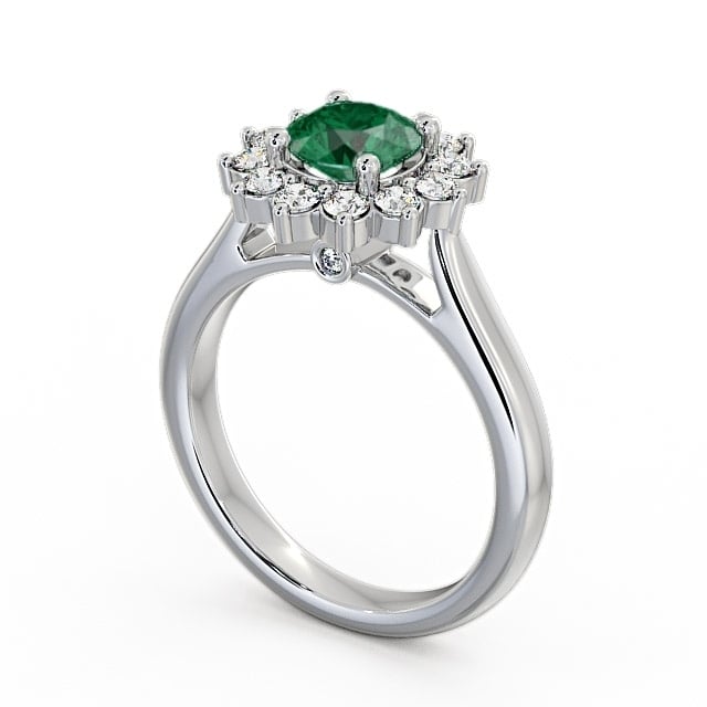 Cluster Emerald and Diamond 1.24ct Ring 9K White Gold - Sulby ENRD50GEM_WG_EM_SIDE