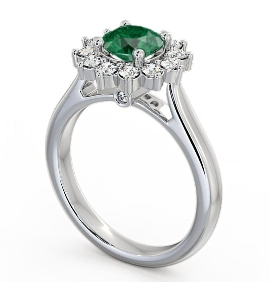  Cluster Emerald and Diamond 1.24ct Ring 18K White Gold - Sulby ENRD50GEM_WG_EM_THUMB1 