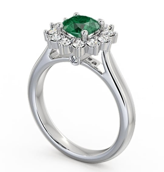 Cluster Emerald and Diamond 1.24ct Ring 18K White Gold ENRD50GEM_WG_EM_THUMB1